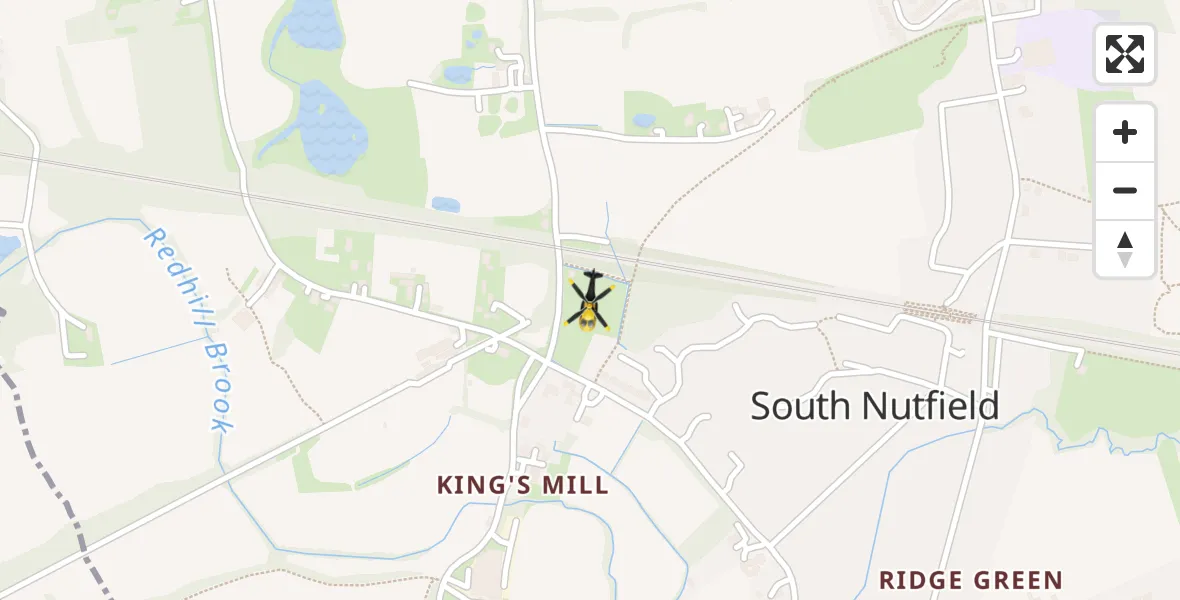Flight path map showing Police Helicopter route from South Nutfield to South Nutfield