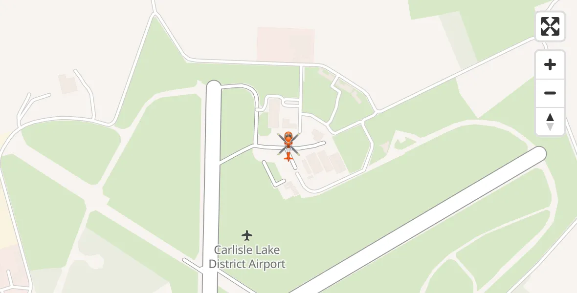 Flight path map showing Coastguard Helicopter route from Carlisle Lake District Airport to Carlisle Lake District Airport