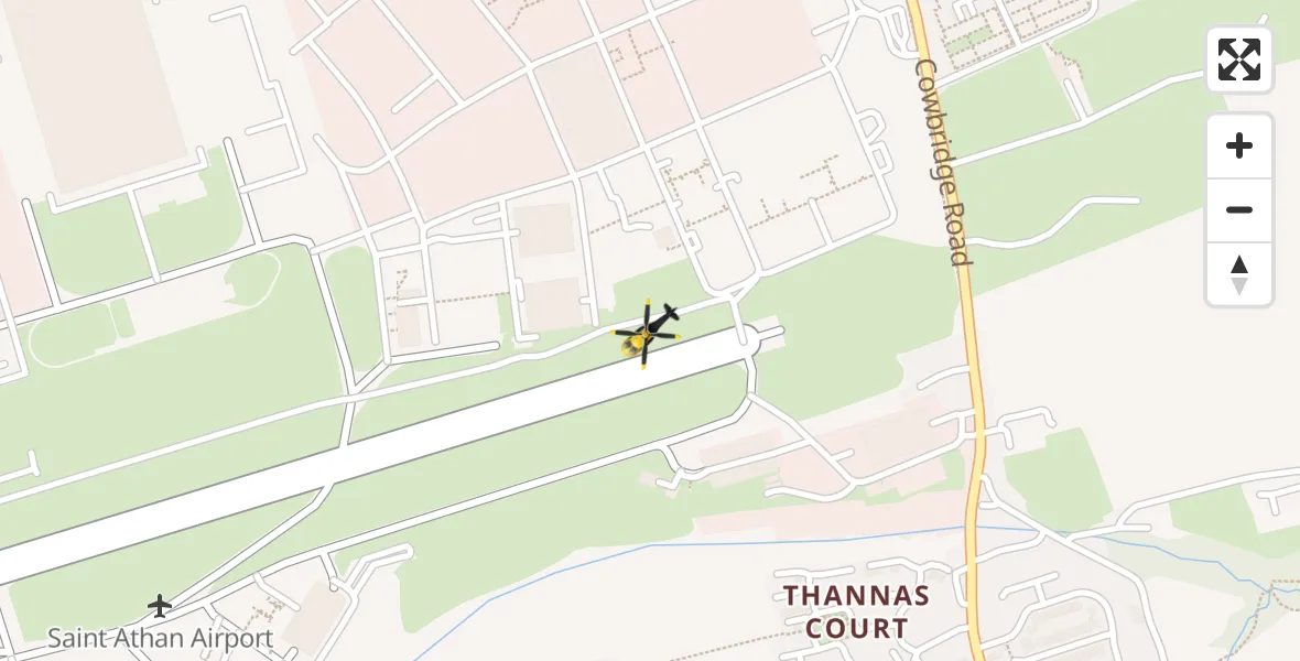 Flight path map showing Police Helicopter route from MOD St Athan to MOD St Athan