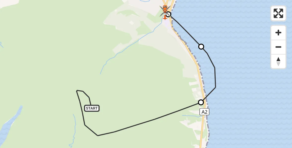 Flight path map showing Coastguard Helicopter route from Newry, Mourne and Down to Newcastle