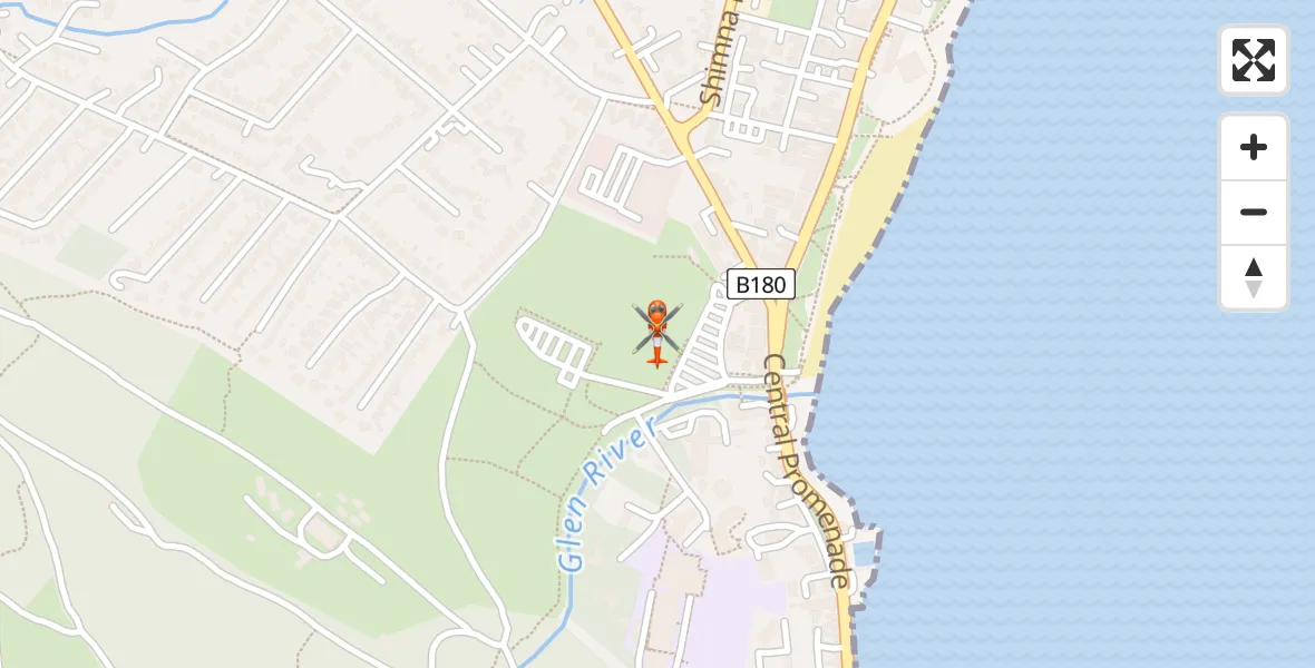 Flight path map showing Coastguard Helicopter route from Newcastle to Newcastle