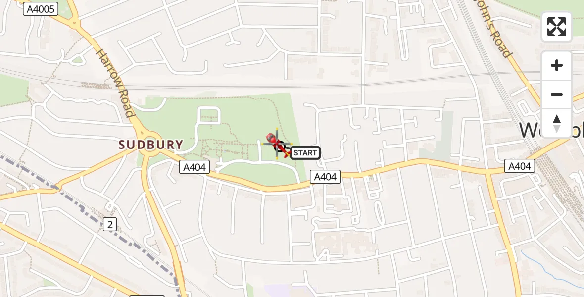 Flight path map showing Air Ambulance Helicopter route from Sudbury to Sudbury