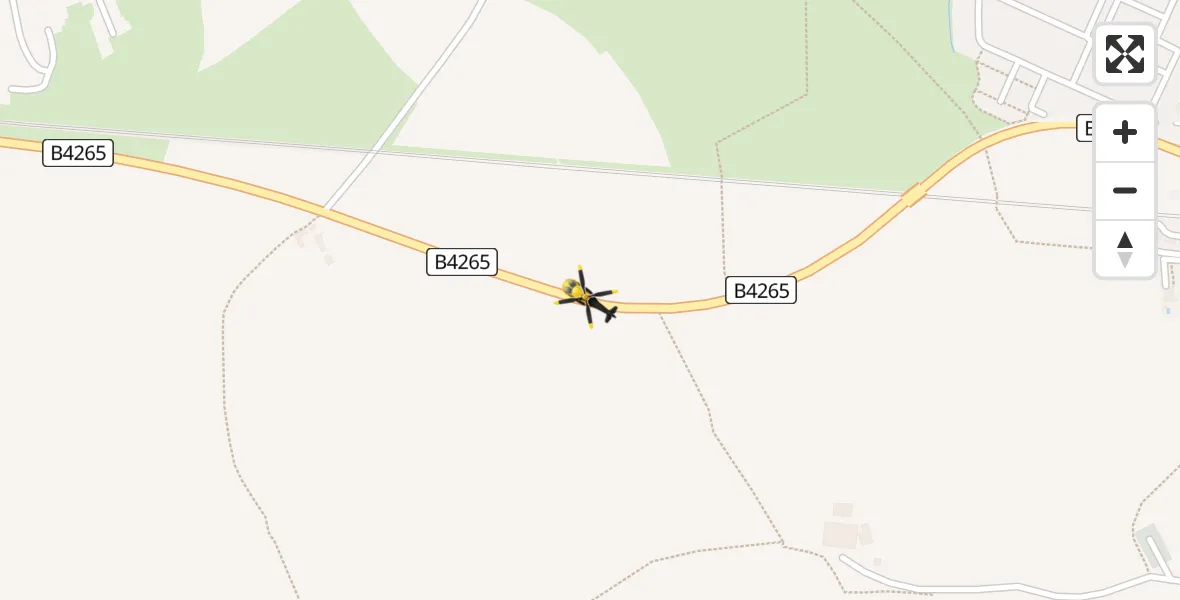 Flight path map showing Police Helicopter route from MOD St Athan to MOD St Athan