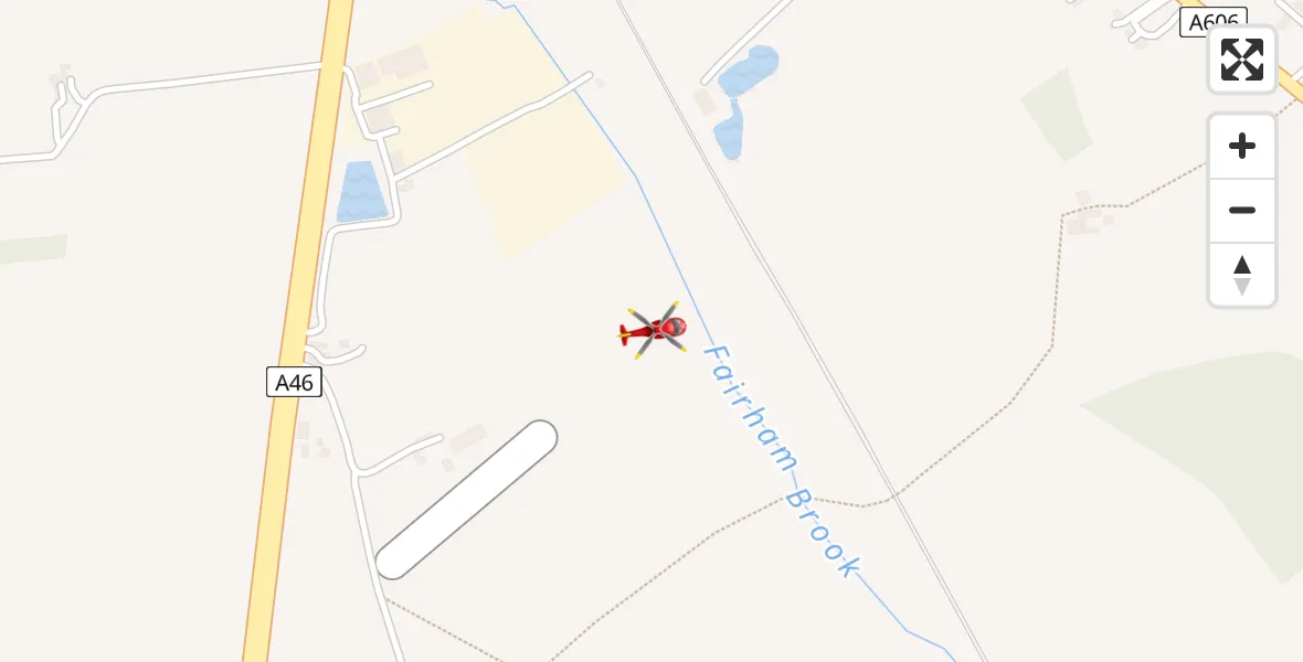 Flight path map showing Air Ambulance Helicopter route from Nottingham Heliport to Nottingham Heliport