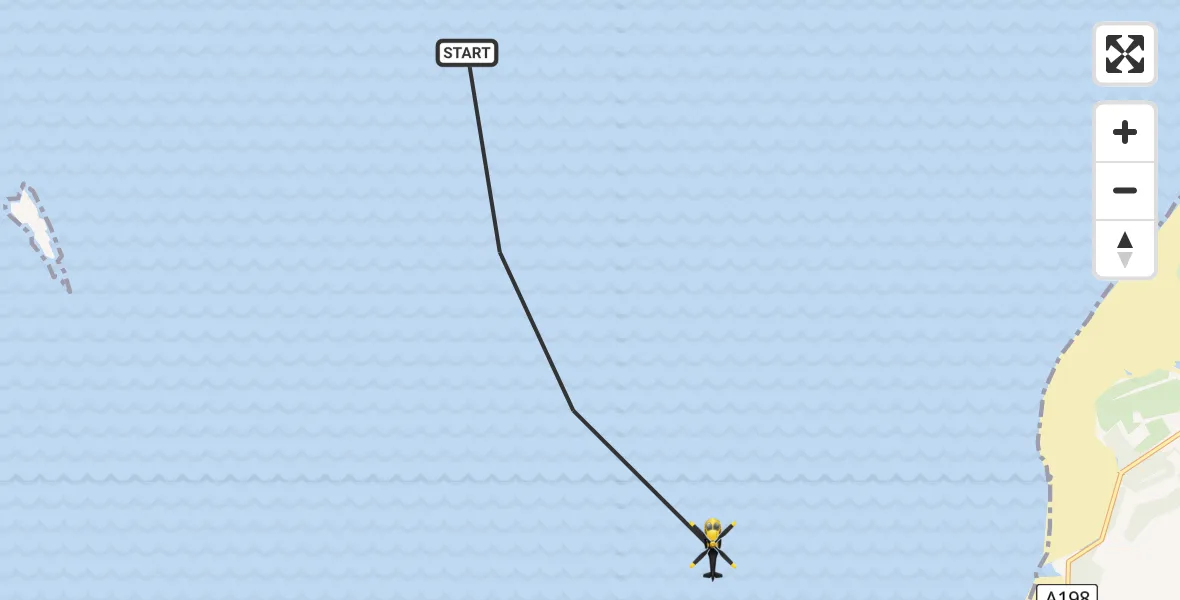 Flight path map showing Police Helicopter route from North Sea to North Sea