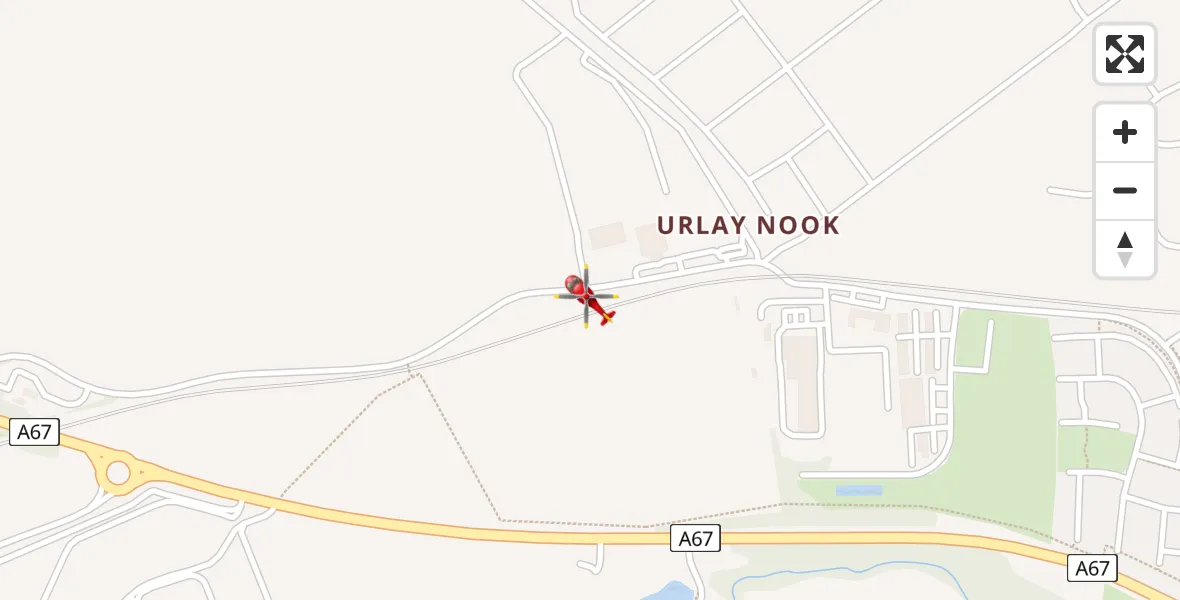 Flight path map showing Air Ambulance Helicopter route from Egglescliffe to Egglescliffe