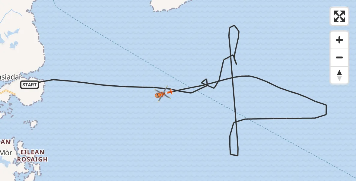 Flight path map showing Coastguard Helicopter route from Inner Seas to Inner Seas