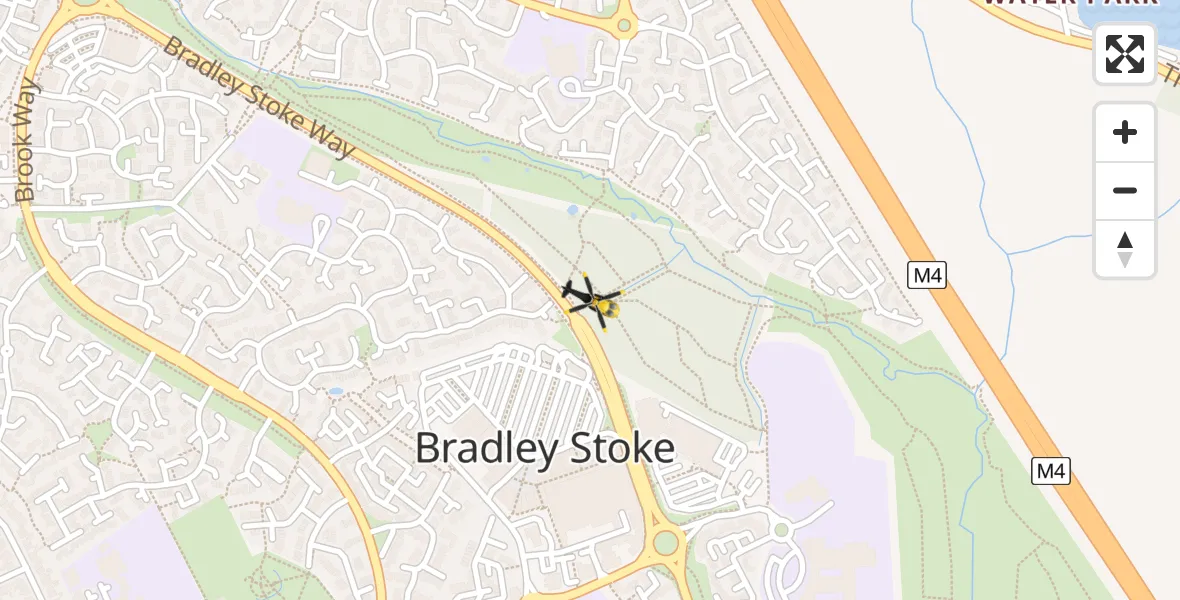 Flight path map showing Police Helicopter route from Bradley Stoke to Bradley Stoke