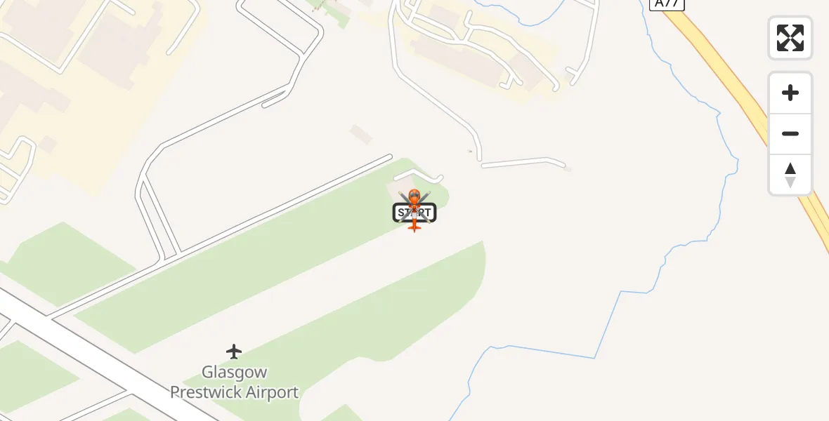 Flight path map showing Coastguard Helicopter route from Glasgow Prestwick Airport to Glasgow Prestwick Airport