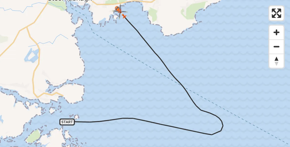Flight path map showing Coastguard Helicopter route from Inner Seas to Inner Seas