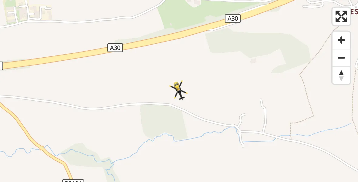 Flight path map showing Police Helicopter route from Aylesbeare to Aylesbeare