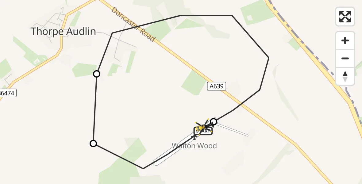 Flight path map showing Police Helicopter route from Walton Wood Airfield to Walton Wood Airfield