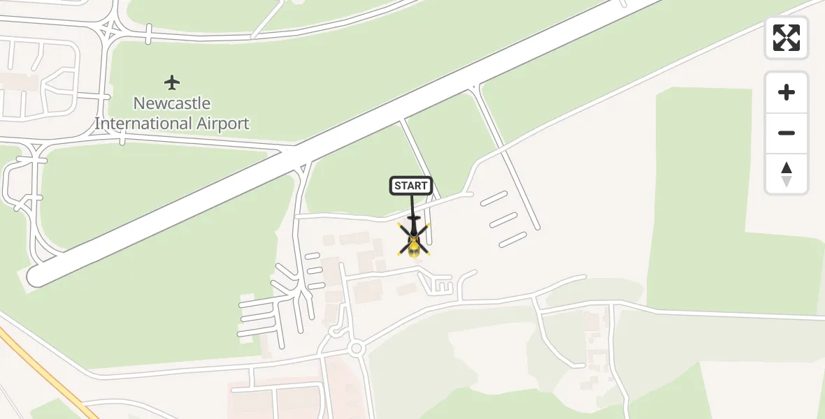 Flight route Police Helicopter Newcastle International Airport - Newcastle International Airport, 19 April 2026, 01:49