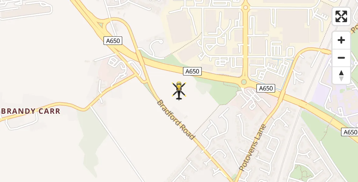 Flight path map showing Police Helicopter route from Wrenthorpe to Wrenthorpe