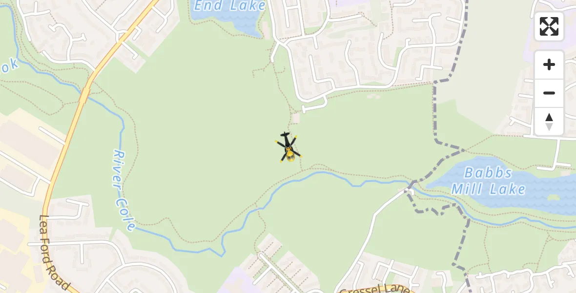 Flight route Police Helicopter Shard End - Shard End, 19 April 2026, 05:05