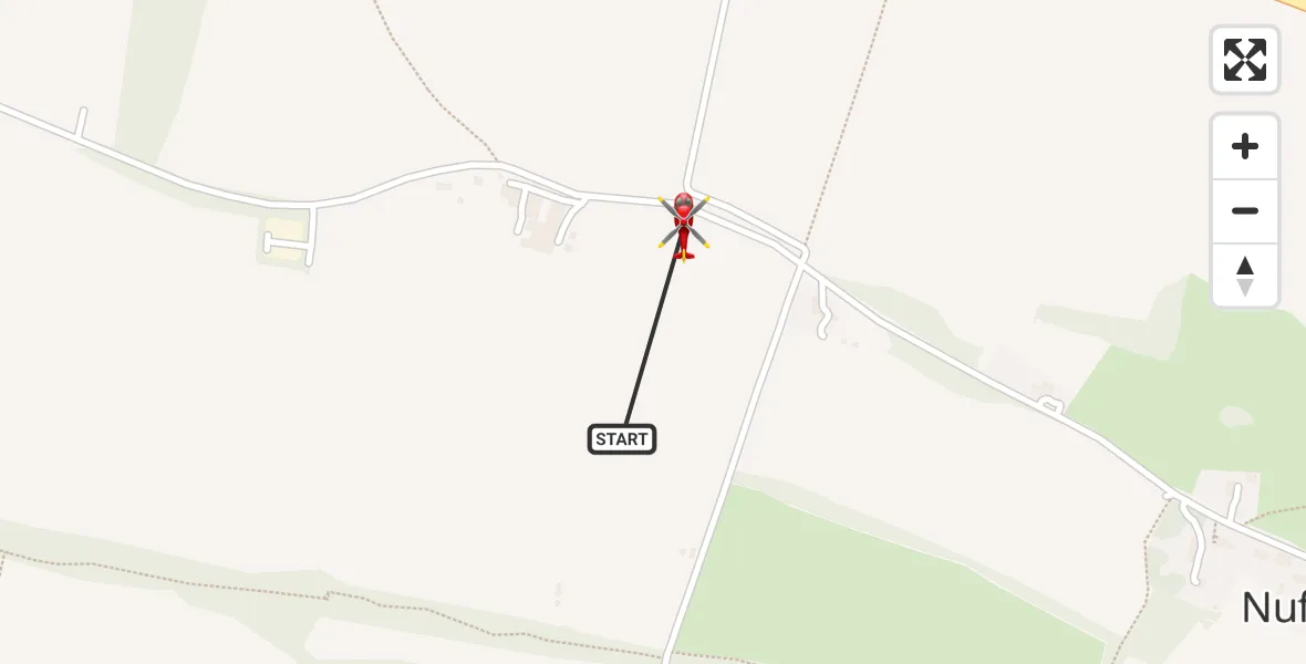 Flight path map showing Air Ambulance Helicopter route from Nuffield to Nuffield