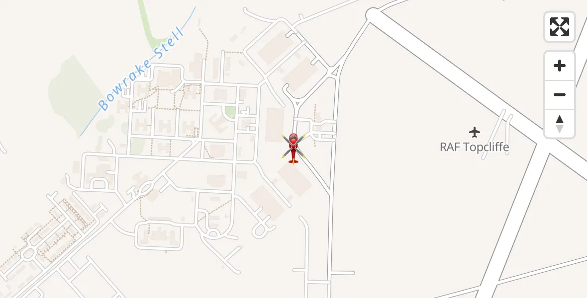 Flight path map showing Air Ambulance Helicopter route from RAF Topcliffe to RAF Topcliffe