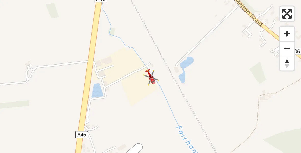 Flight path map showing Air Ambulance Helicopter route from Nottingham Heliport to Nottingham Heliport