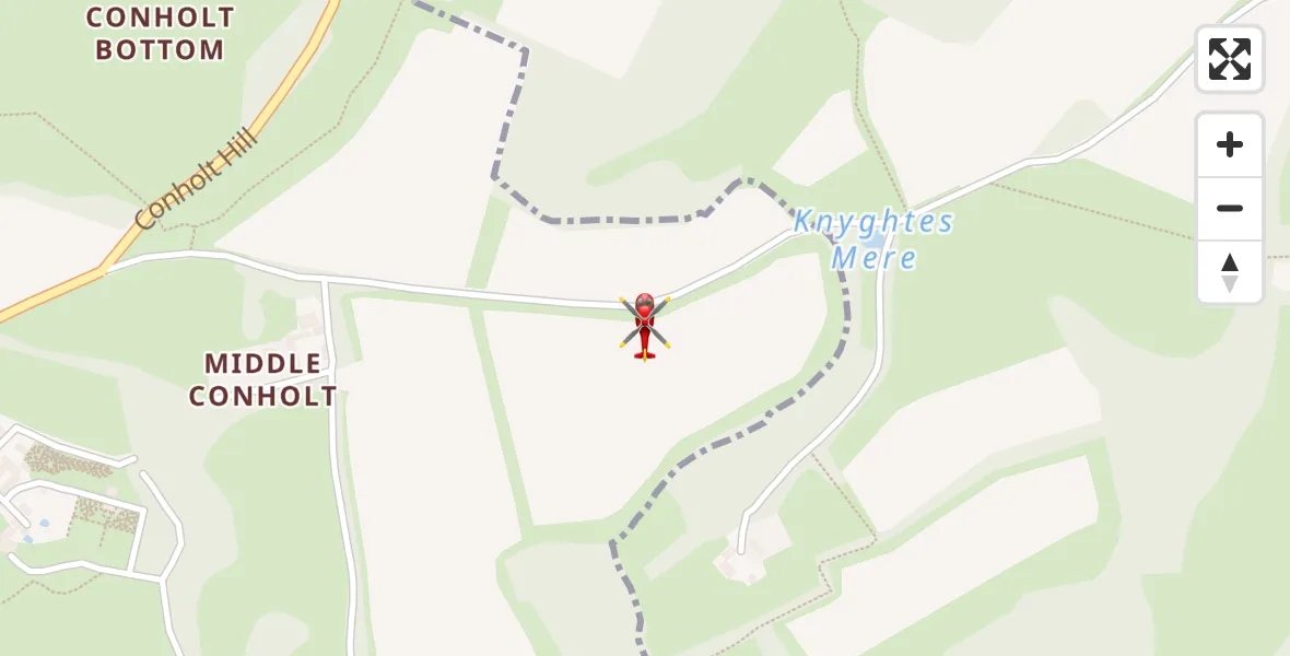Flight route Air Ambulance Helicopter Vernhams Dean - Vernhams Dean, 19 April 2026, 09:15
