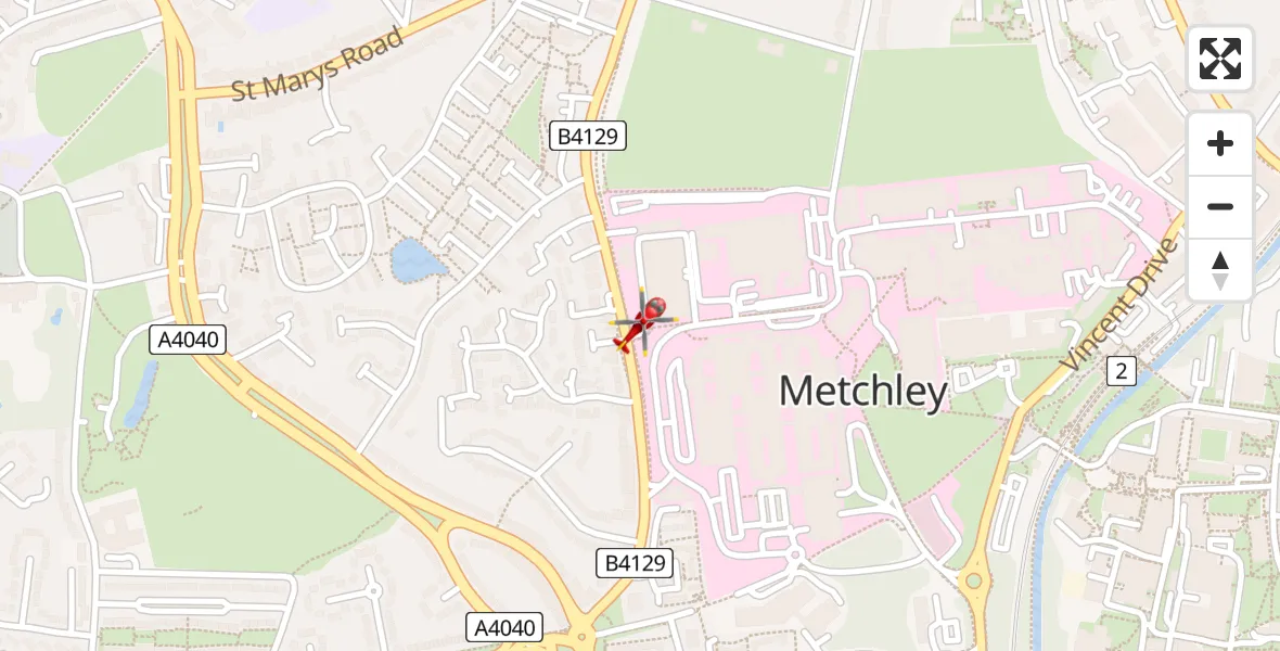 Flight route Air Ambulance Helicopter Queen Elizabeth Hospital Helipad - Queen Elizabeth Hospital Helipad, 19 April 2026, 10:26