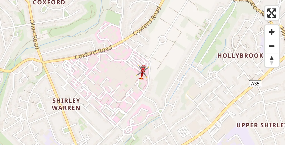 Flight route Air Ambulance Helicopter University Hospital Southampton - University Hospital Southampton, 19 April 2026, 10:32