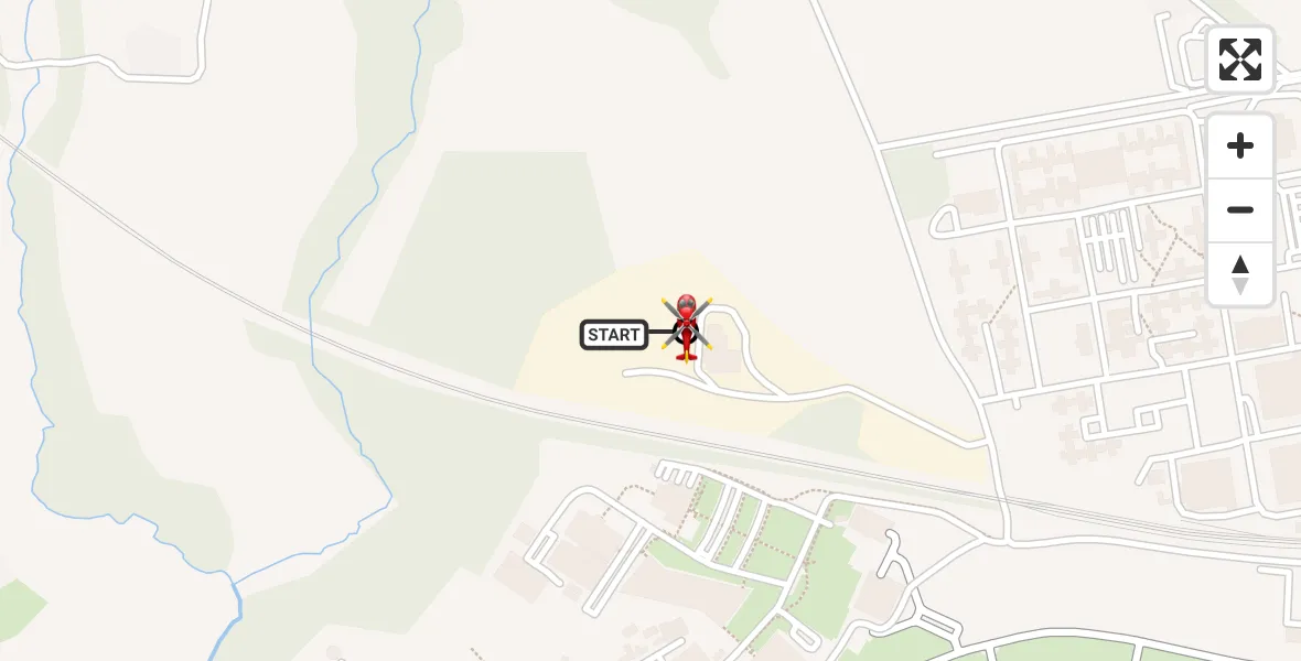 Flight path map showing Air Ambulance Helicopter route from RAF Cosford to Cosford