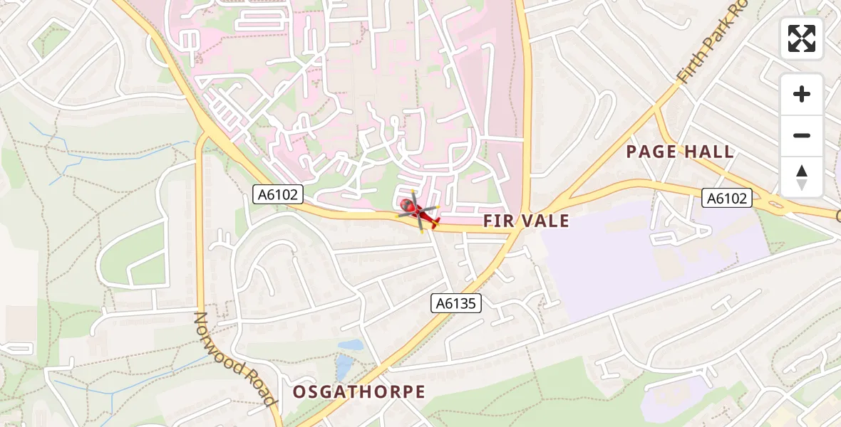 Flight route Air Ambulance Helicopter Sheffield Northern Hospital - Sheffield Northern Hospital, 19 April 2026, 11:00