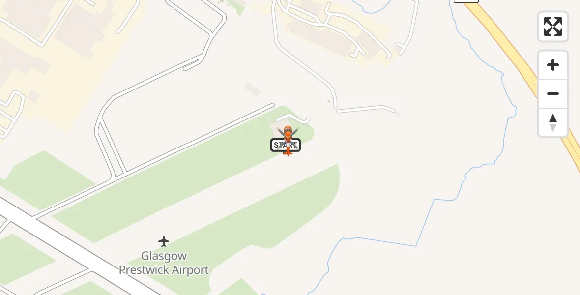 Flight path map showing Coastguard Helicopter route from Glasgow Prestwick Airport to Glasgow Prestwick Airport