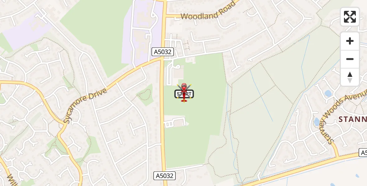 Flight path map showing Air Ambulance Helicopter route from Ellesmere Port to Ellesmere Port