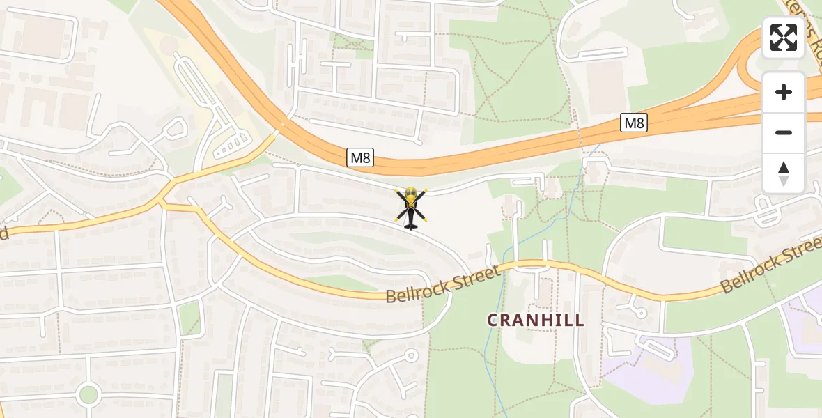 Flight path map showing Police Helicopter route from Glasgow to Glasgow