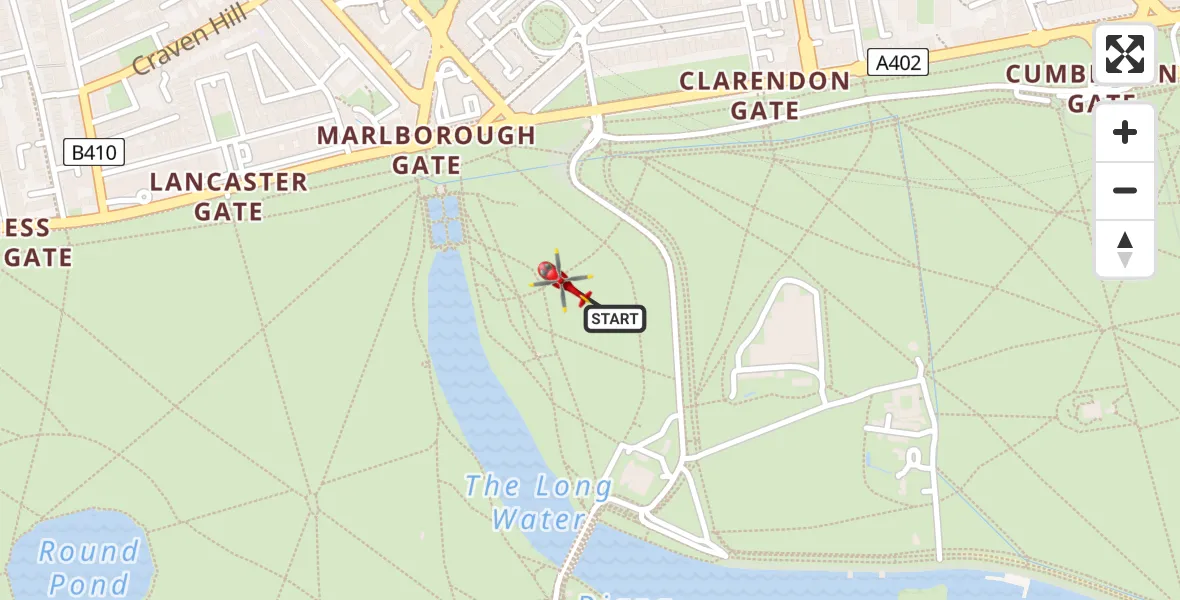 Flight route Air Ambulance Helicopter City of Westminster - City of Westminster, 19 April 2026, 11:37