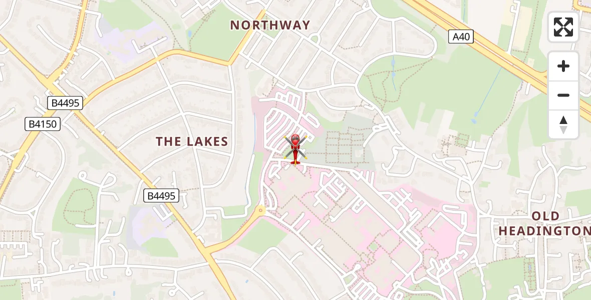 Flight route Air Ambulance Helicopter John Radcliffe Hospital - John Radcliffe Hospital, 19 April 2026, 11:51