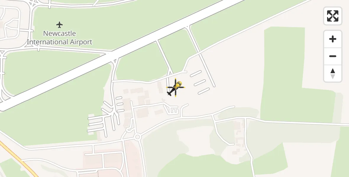 Flight route Police Helicopter Newcastle International Airport - Newcastle International Airport, 19 April 2026, 11:54