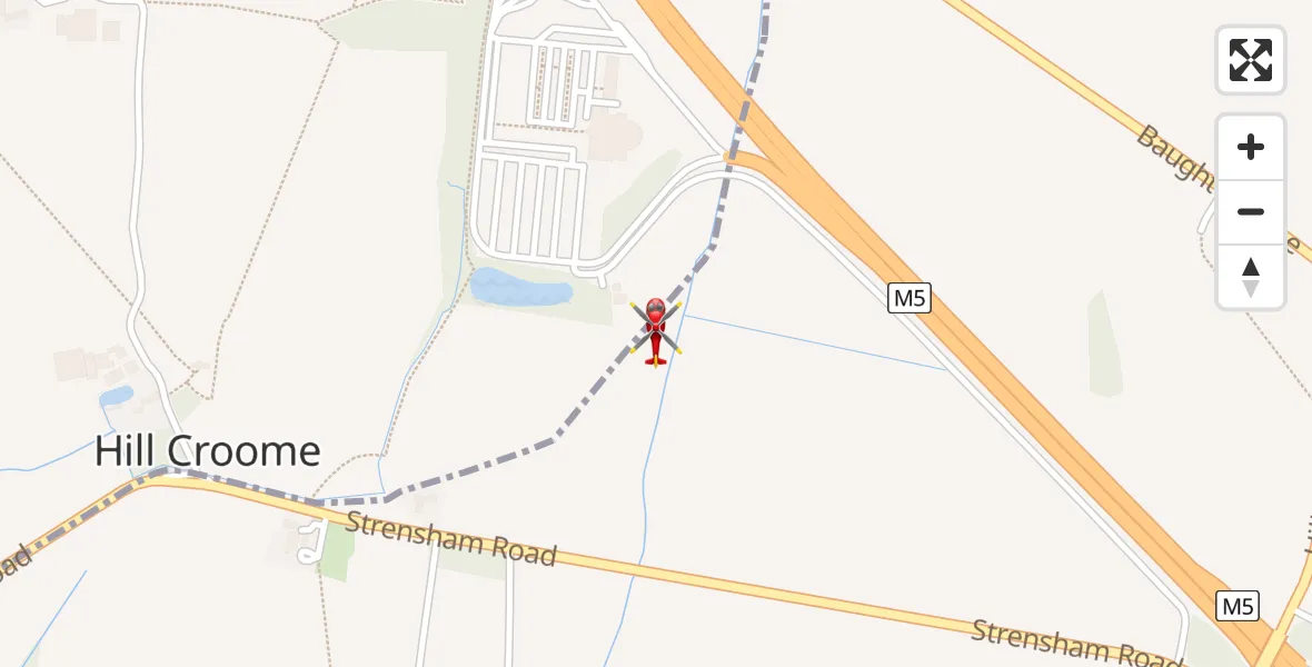 Flight route Air Ambulance Helicopter Hill Croome - Hill Croome, 19 April 2026, 12:04