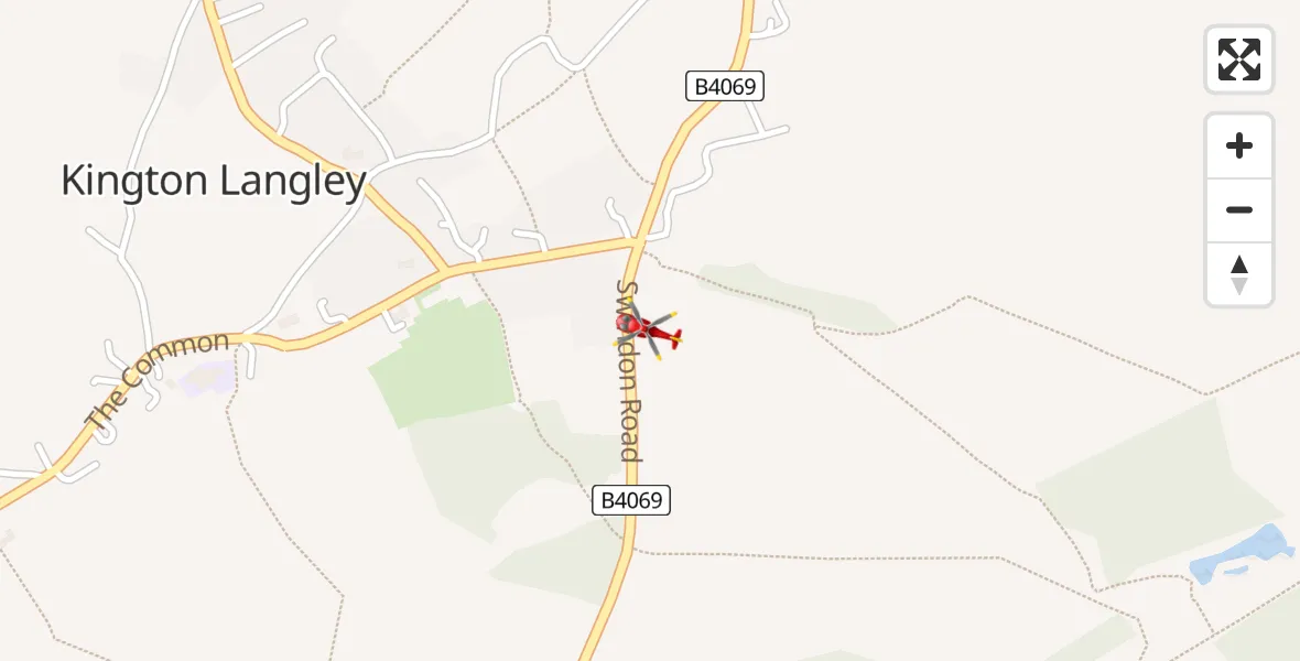 Flight route Air Ambulance Helicopter Kington Langley - Kington Langley, 19 April 2026, 14:14