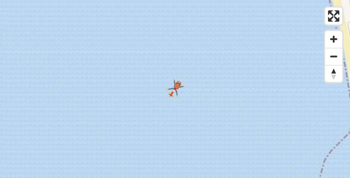 Flight path map showing Coastguard Helicopter route from Inner Seas to Inner Seas