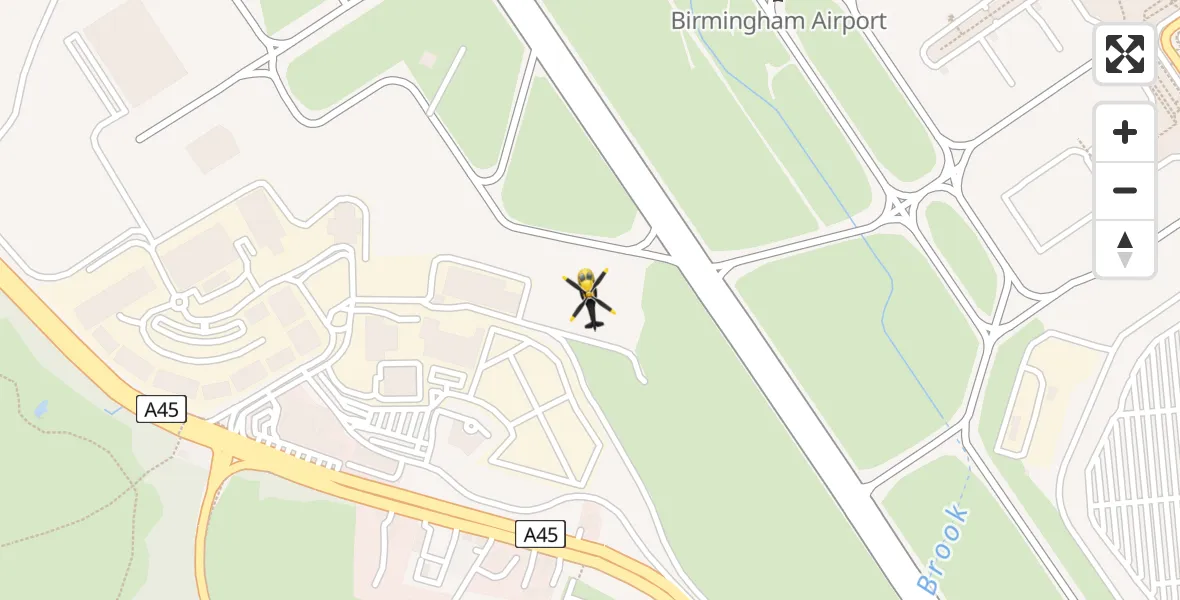 Flight path map showing Police Helicopter route from Birmingham Airport to Birmingham Airport