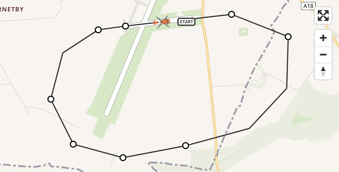 Flight path map showing Coastguard Helicopter route from Humberside Airport to Humberside Airport