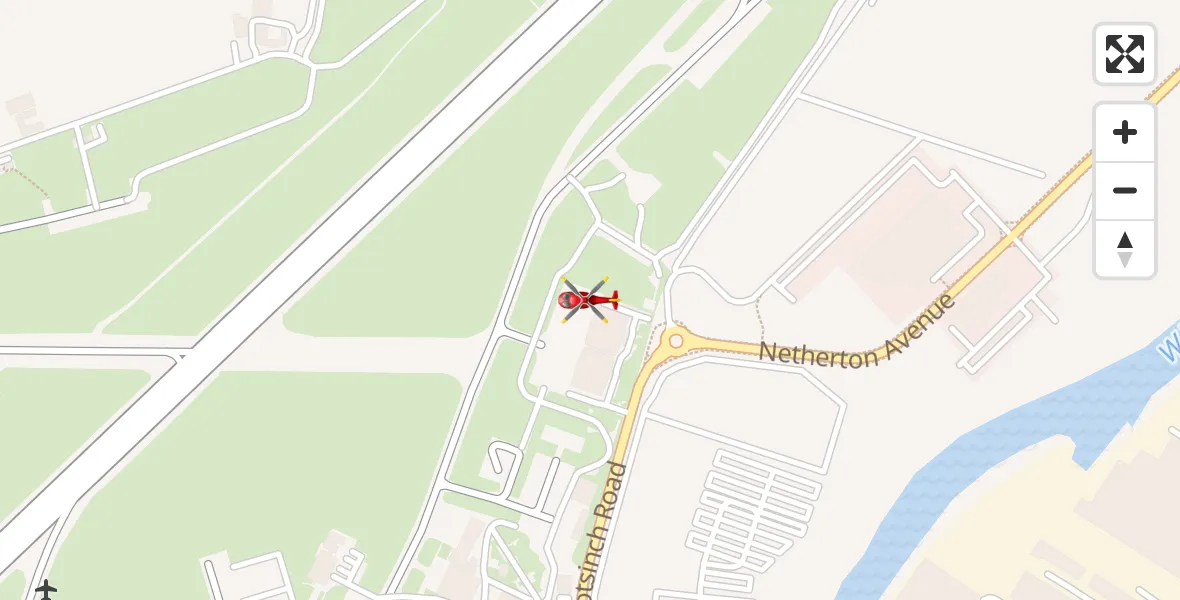 Flight path map showing Air Ambulance Helicopter route from Glasgow Airport to Glasgow Airport