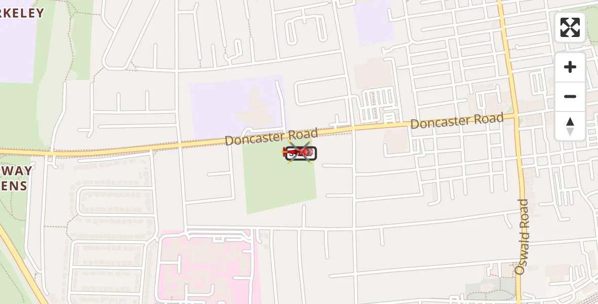 Flight path map showing Air Ambulance Helicopter route from Scunthorpe Hospital to Scunthorpe