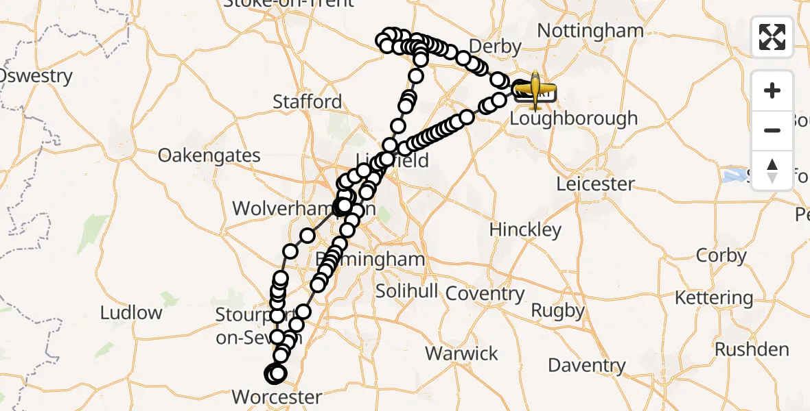 Flight route Police Aircraft East Midlands Airport - East Midlands Airport, 19 April 2026, 16:34