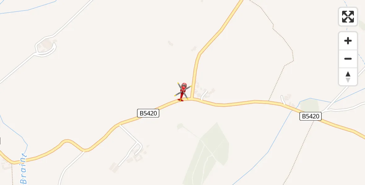 Flight path map showing Air Ambulance Helicopter route from Menai Bridge to Menai Bridge