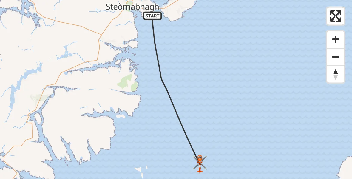 Flight path map showing Coastguard Helicopter route from Inner Seas to Inner Seas