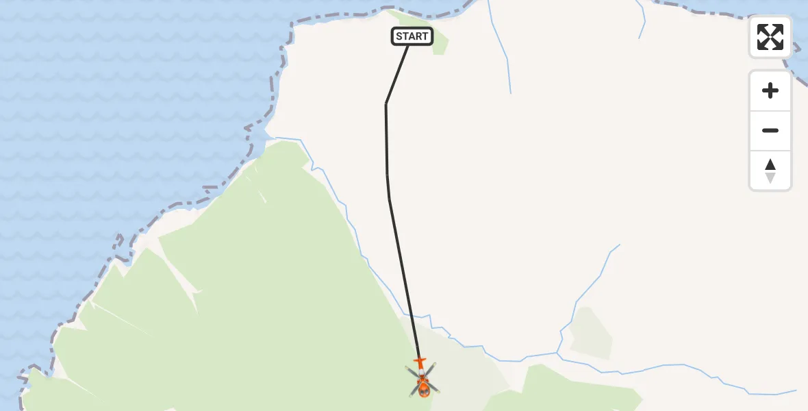 Flight path map showing Coastguard Helicopter route from Inner Seas to Inner Seas