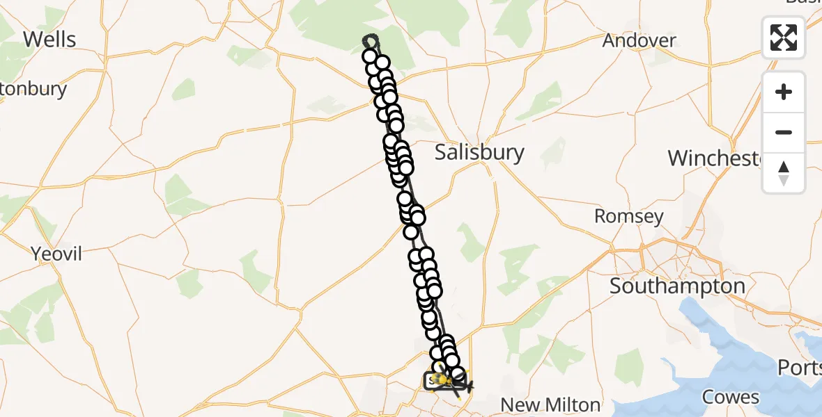 Flight path map showing Police Helicopter route from Parley Cross to Bournemouth Airport