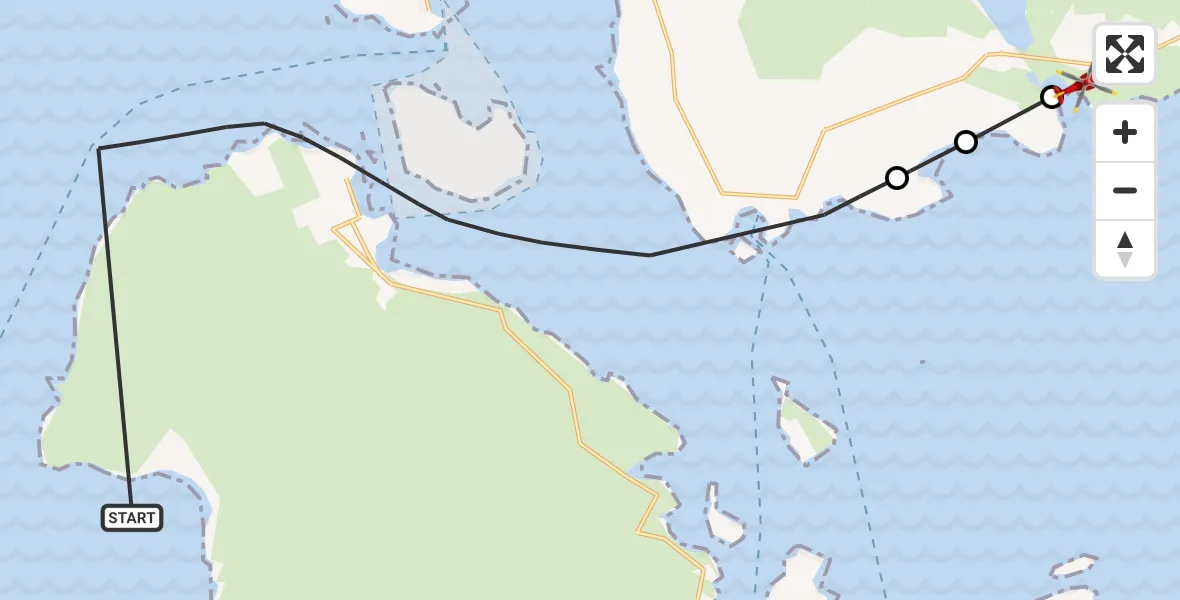 Flight route Air Ambulance Helicopter North Atlantic Ocean - Ve Ness, 20 April 2026, 08:43