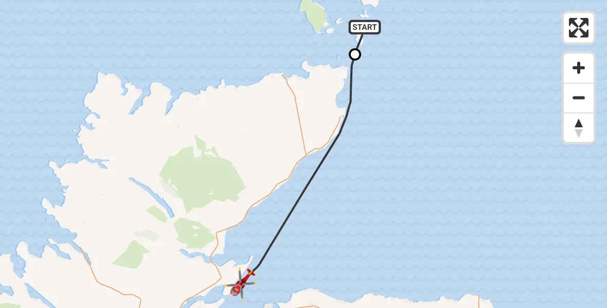 Flight route Air Ambulance Helicopter North Atlantic Ocean - North Sea, 20 April 2026, 09:39