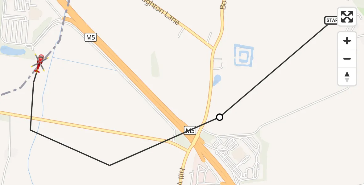 Flight route Air Ambulance Helicopter Upper Strensham - Upper Strensham, 20 April 2026, 11:44