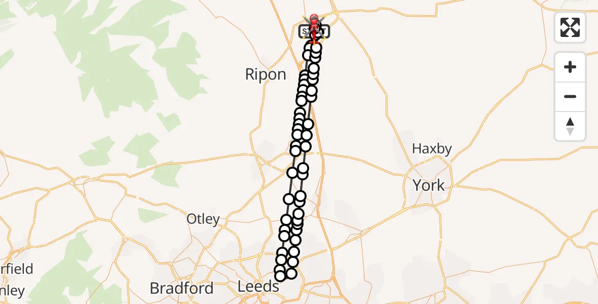 Flight route Air Ambulance Helicopter RAF Topcliffe - RAF Topcliffe, 20 April 2026, 13:12