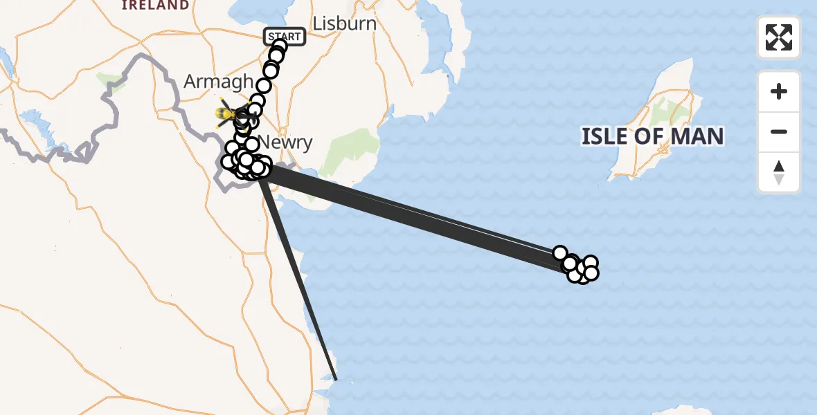 Flight route Police Helicopter Lurgan - Armagh, 20 April 2026, 13:15